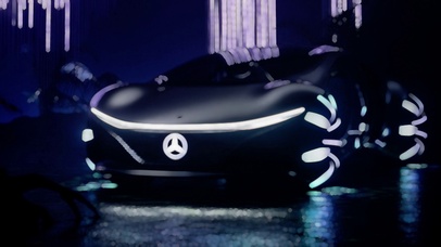 暗黑系超级概念车科幻霓虹灯雨夜