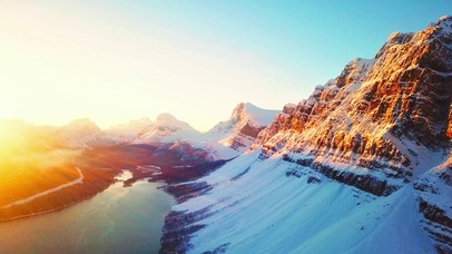 唯美夕阳雪山4K