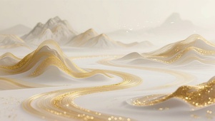 唯美金色中国风水墨山水