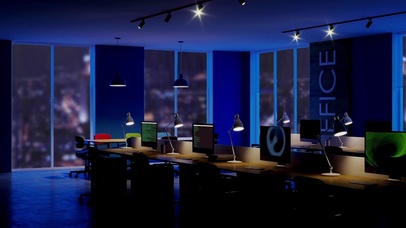 雨天深夜办公室