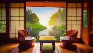 溪边木屋房间