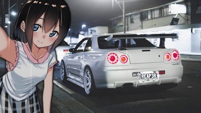 女孩与车