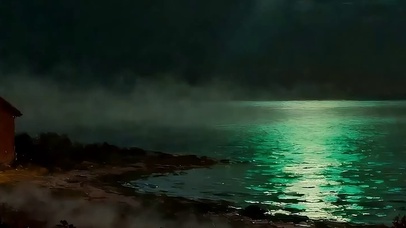 夜景房屋树木河流带鱼屏