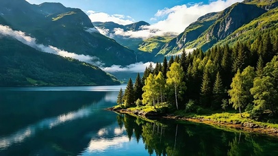 云山翠谷静湖