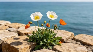 海边石缝里鲜花