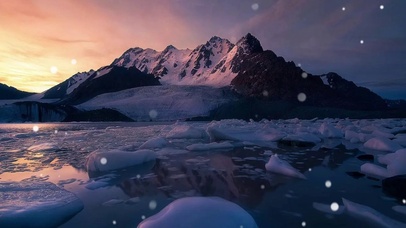 唯美治愈雪地飘雪白雪皑皑山峰