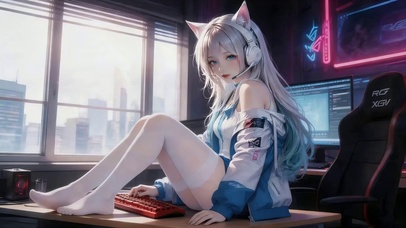 可爱长腿电竞女孩