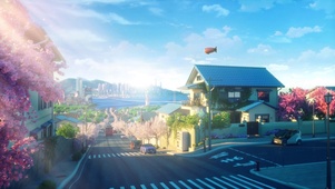 阳光午后的二次元街道