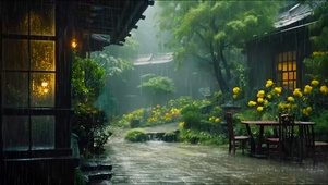 雨天古镇