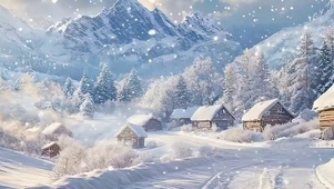 雪景树木带鱼屏