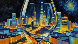 油画城市夜景