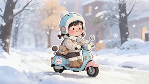 冬日雪景中的女孩