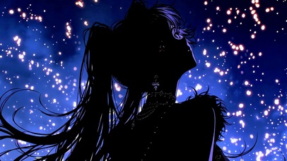 星光下的剪影少女