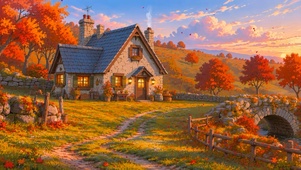 唯美深秋小屋