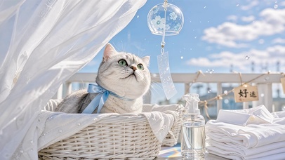 窗边软萌猫咪