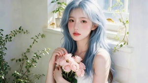 清纯蓝发女孩