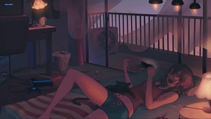 玩手机的少女