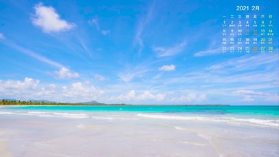 蓝天白云海滩海浪