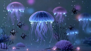 梦幻深海发光水母