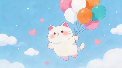 拿着气球猫咪