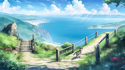 清新绿色动漫风景壁纸