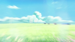 手绘蓝天白云动画花草树木绿植