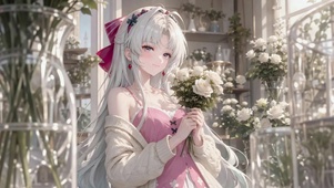 花房里的银发少女珂莱塔