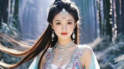 瀑布仙境古装美女3