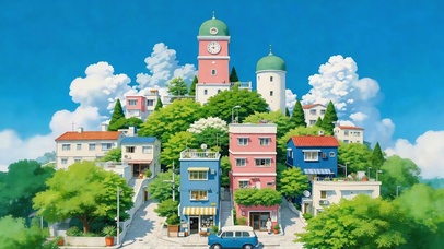 彩色山城的夏天