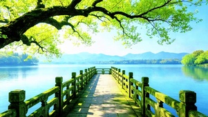 江南湖景石桥