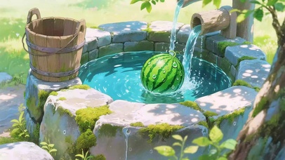 夏日清凉水井中的冰镇大西瓜！