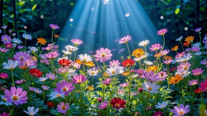 林间光束，漫野繁花