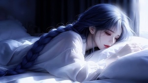 清冷蓝调慵懒少女壁纸