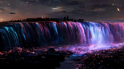 星空瀑布带鱼屏