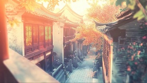 古城春日午后建筑风景