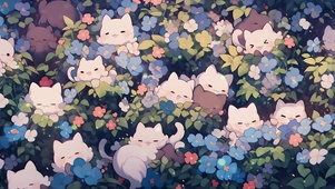 ins花卉猫咪