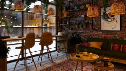 冬天舒适的咖啡厅