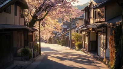 唯美午后阳光静谧街道