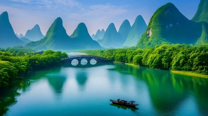 护眼绿色桂林山水