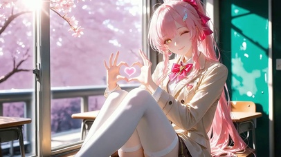 二次元动漫女孩循环动态插画