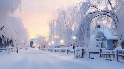 雪景树木带鱼屏
