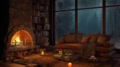 舒适的雨夜森林房间