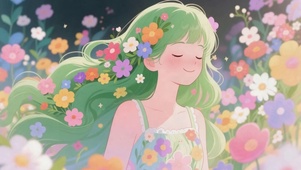 花丛中的少女