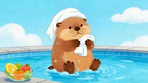 泡澡小水獭