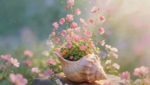海螺壳鲜花