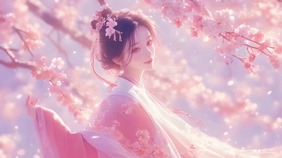 粉色汉服古风美女