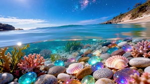 梦幻星空海岸水下彩色宝石