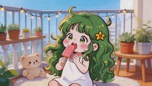 吃冰棒的小女孩