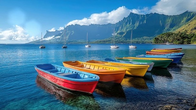 色彩斑斓的渔船