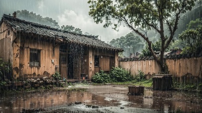 【雨景】雨中的老房子